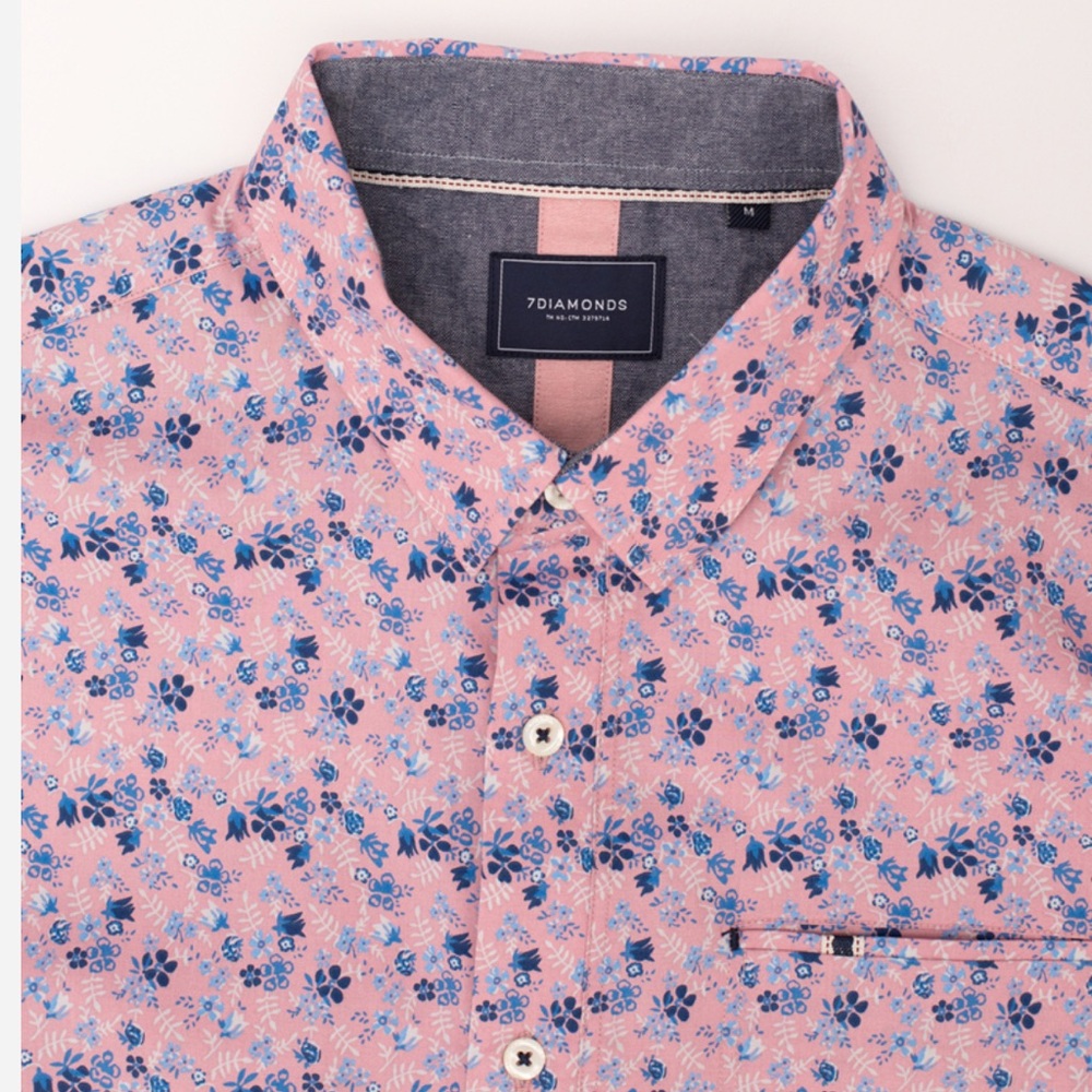 7 Diamonds Pink and Blue Floral Casual Shirt